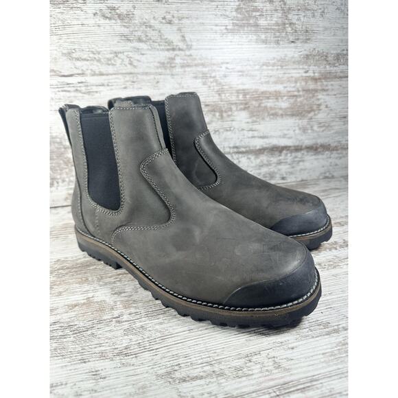 Men's Keen The 59 Gray/Black Leather Pull On Chelsea Boots Sz 9 EUC - Picture 1 of 10